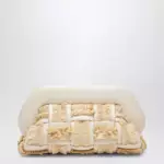 THEMOIRè Tia clutch in butter color with raffia inserts