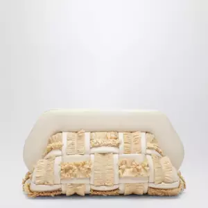 THEMOIRè Tia clutch in butter color with raffia inserts