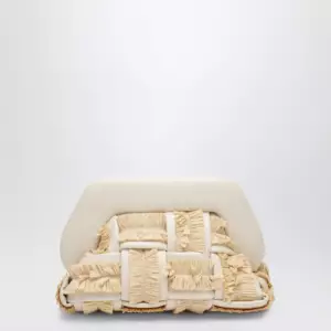 THEMOIRè Small Tia clutch in butter color with raffia inserts