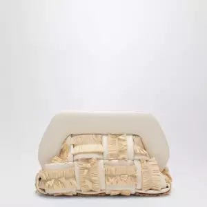 THEMOIRè Small Tia clutch in butter color with raffia inserts