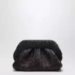 THEMOIRè Brown Gathered Vegan Leather Clutch