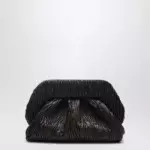 THEMOIRè Brown Gathered Vegan Leather Clutch
