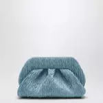 THEMOIRè Blue ruched vegan leather Bios clutch