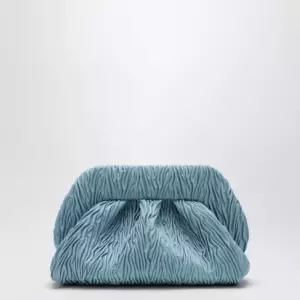 THEMOIRè Blue ruched vegan leather Bios clutch