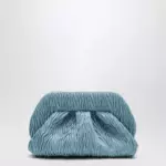 THEMOIRè Blue ruched vegan leather Bios clutch