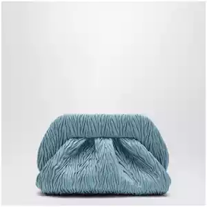 THEMOIRè Blue ruched vegan leather Bios clutch