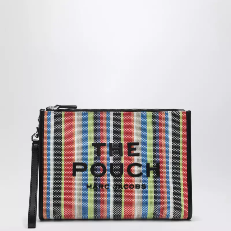 Marc Jacobs Large rainbow-striped mesh pouch with wrist strap