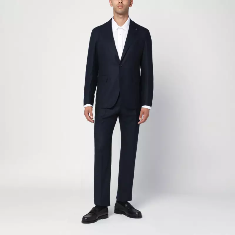 Tagliatore Single-breasted blue wool and cashmere suit