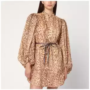ZIMMERMANN Leopard print short dress in linen