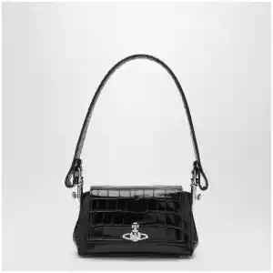 Vivienne Westwood Black Hazel bag in croc-effect patent leather