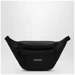 Balenciaga Explorer black nylon belt bag with logo