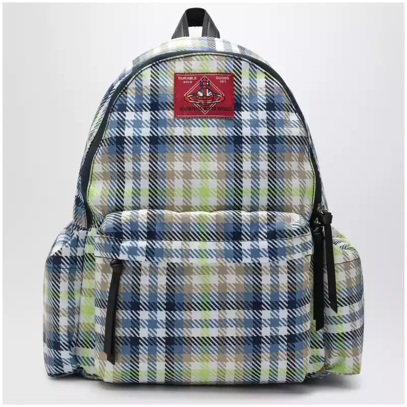 Vivienne Westwood Medium backpack with George check pattern and logo
