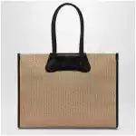 Vivienne Westwood Troy tote bag in raffia-effect fabric, natural