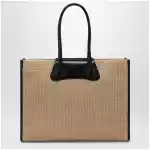 Vivienne Westwood Troy tote bag in raffia-effect fabric, natural