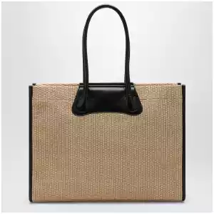 Vivienne Westwood Troy tote bag in raffia-effect fabric, natural