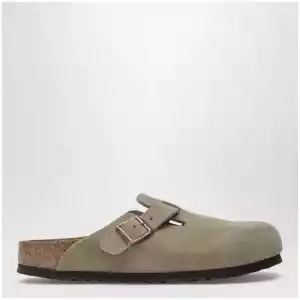 Taupe suede Boston clogs by Birkenstock
