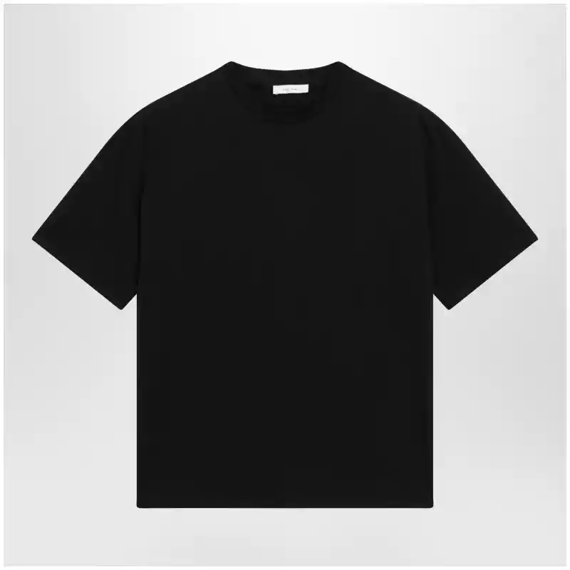 The Row Black cotton short-sleeve crewneck T-shirt