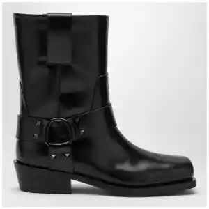 Valentino Garavani Black leather Biker Rockstud low boot