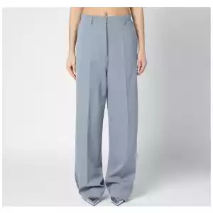 Stella McCartney Wide-leg light grey Falabella pants with chain