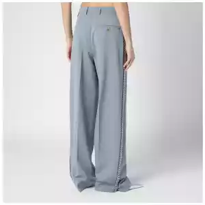 Stella McCartney Wide-leg light grey Falabella pants with chain