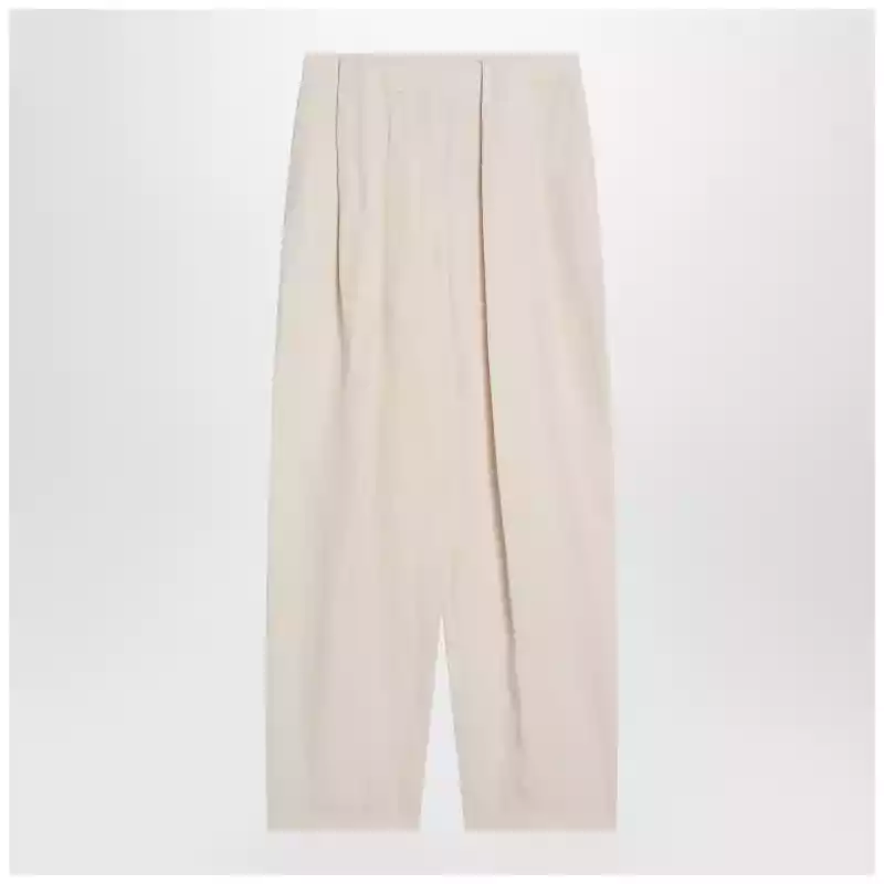 Stella McCartney Wide butter-coloured pants in linen blend