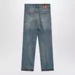 Valentino Washed blue jeans with floral fabric trims