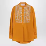 Valentino Ochre yellow shirt with beads and lace