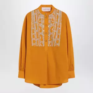 Valentino Ochre yellow shirt with beads and lace