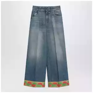 Valentino Blue washed jeans with jacquard bottoms
