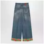 Valentino Blue washed jeans with jacquard bottoms