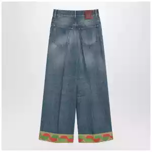 Valentino Blue washed jeans with jacquard bottoms