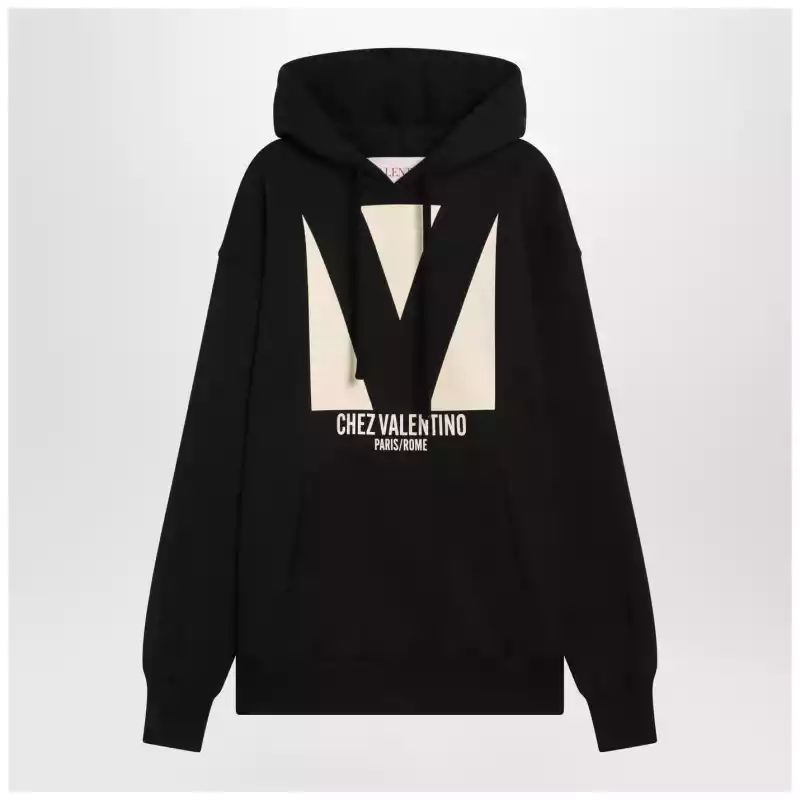 Black sweatshirt with Chez Valentino print