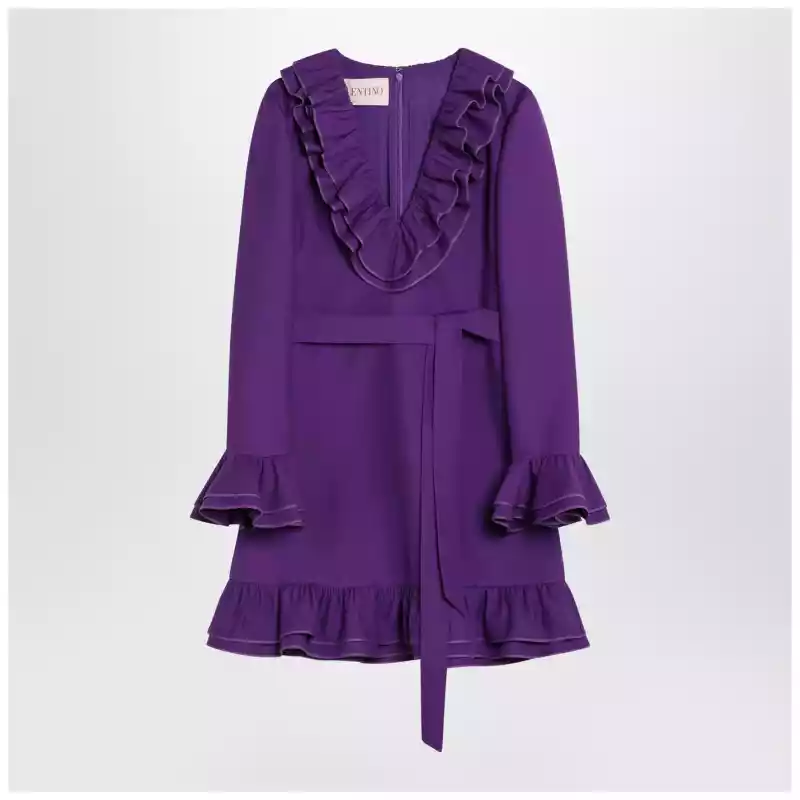 Valentino Purple wool and silk mini dress