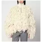 Stella McCartney White wool bomber jacket with fringes