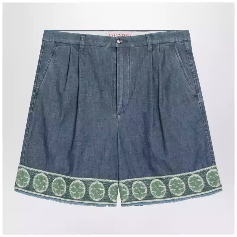 Valentino Blue bermuda short with jacquard bottom