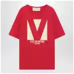 Red T-shirt with Chez Valentino print