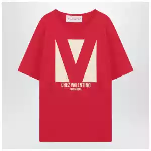 Red T-shirt with Chez Valentino print