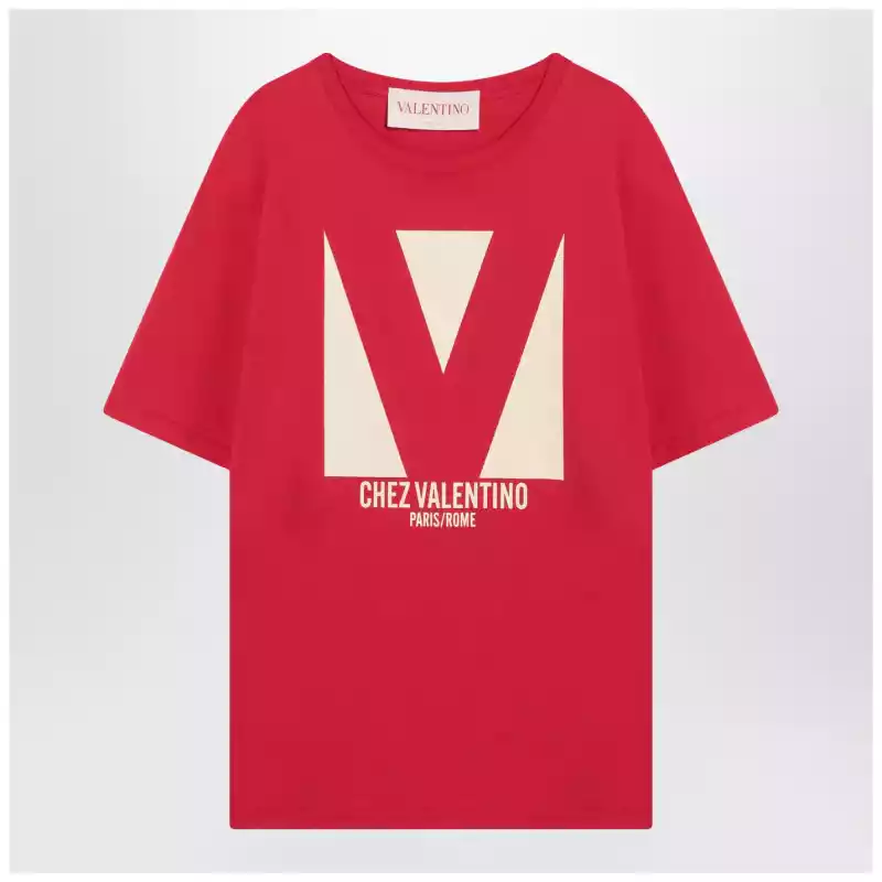 Red T-shirt with Chez Valentino print