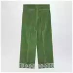 Valentino Green velvet trousers with jacquard hem