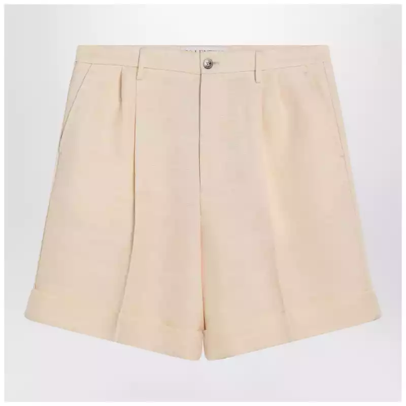 Valentino Butter-coloured Bermuda shorts with turn-ups