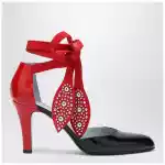 Valentino Garavani Black and red Foliefoliage décolleté