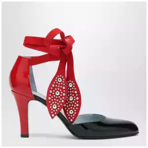 Valentino Garavani Black and red Foliefoliage décolleté