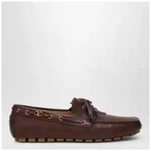 Valentino Garavani Brown leather moccasin driver Fantaway