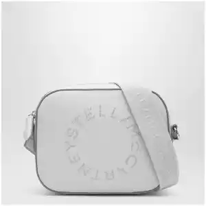 Stella McCartney Pearl grey camera bag with logo and shoulder strap