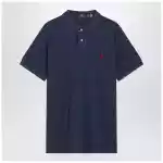 Polo Ralph Lauren Navy mélange cotton Custom Slim-Fit polo shirt