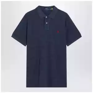 Polo Ralph Lauren Navy mélange cotton Custom Slim-Fit polo shirt