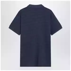 Polo Ralph Lauren Navy mélange cotton Custom Slim-Fit polo shirt