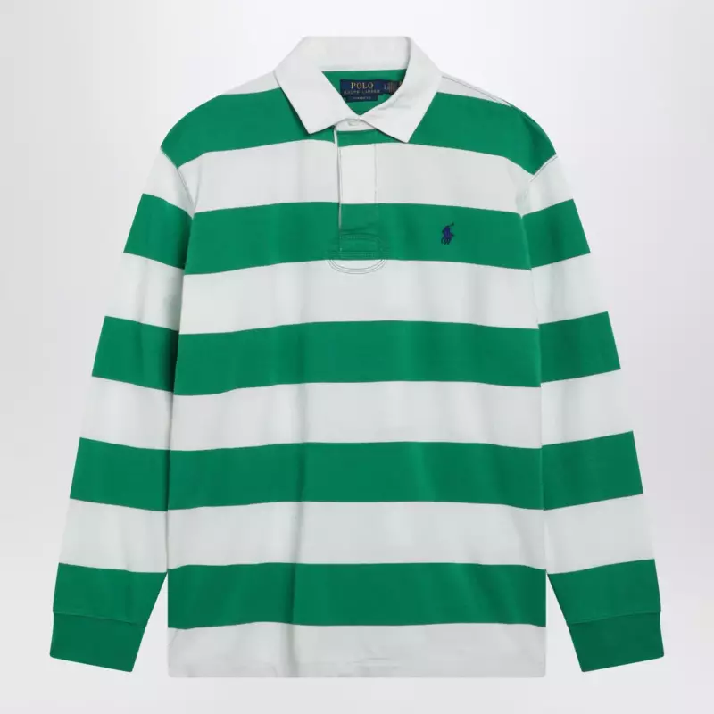 Polo Ralph Lauren White/green striped Classic Fit polo shirt