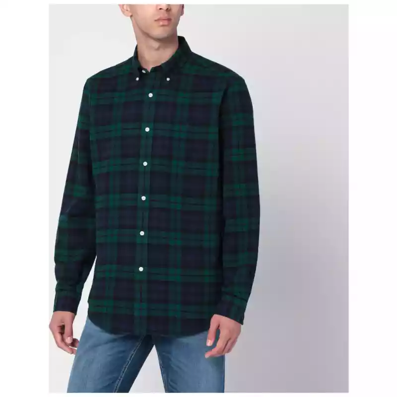 Polo Ralph Lauren Blue navy/green check pattern shirt Custom-Fit