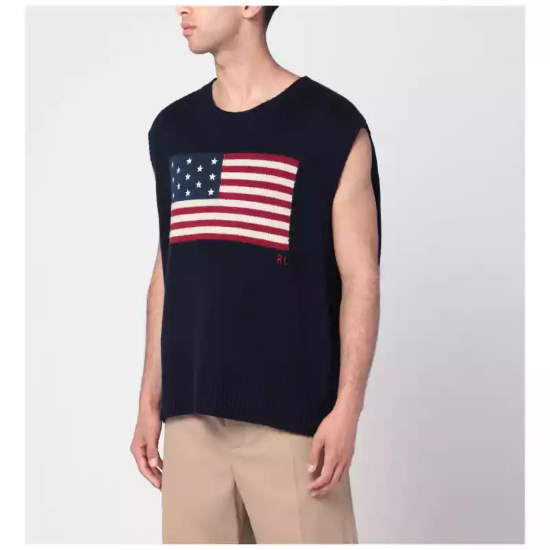 Polo Ralph Lauren Navy blue vest with flag Big-Fit